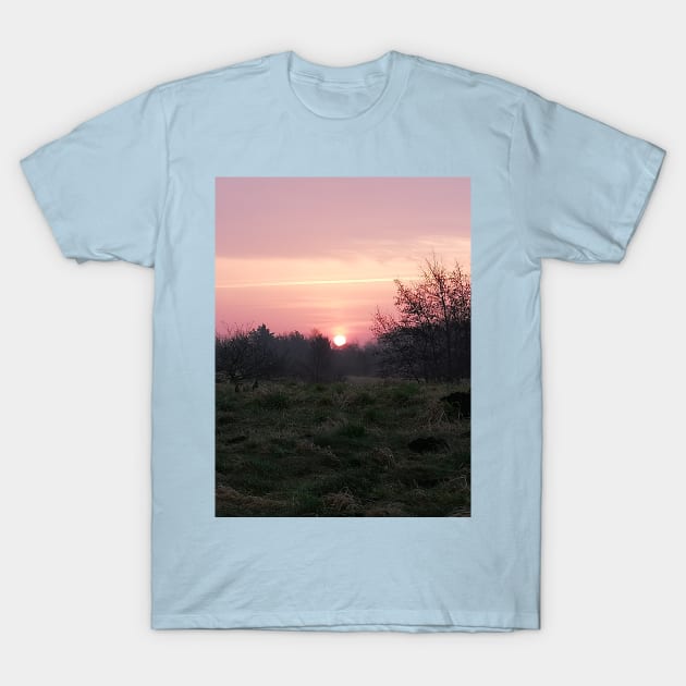 Pink Sunset In The Danish Countryside T-Shirt by colorful444